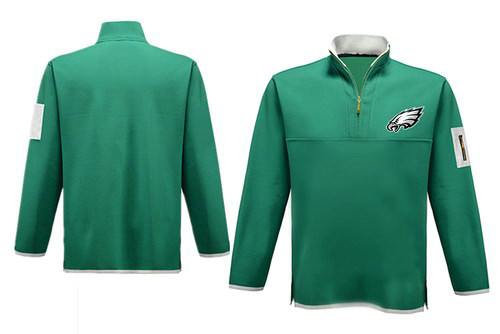 Men's Philadelphia Eagles Blank Antigua Charcoal Fortune Sweater Knit Microfleece Quarter-Zip Pullover Green Jacket