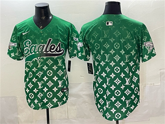 Men's Philadelphia Eagles Blank Green With Patch Limited Stitched Baseball Jersey
