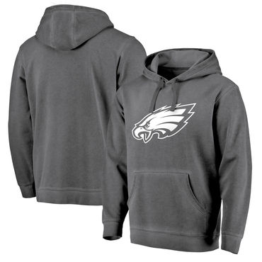 Men's Philadelphia Eagles NFL Pro Line By Fanatics Branded Black White Logo Shadow Washed Pullover Hoodie