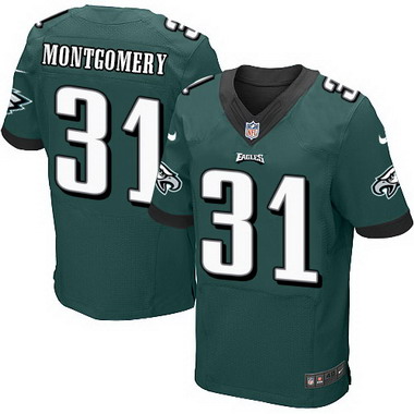 Men's Philadelphia Eagles Retired Player #31 Wilbert Montgomery Midnight Green Elite Jersey