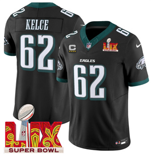 Men's Philadelphia Eagles Super Bowl LIX Patch Vapor Limited Jersey -   All Stitched  Jason Kelce