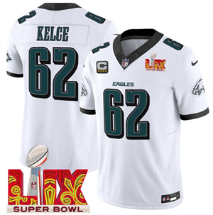 Men's Philadelphia Eagles Super Bowl LIX Patch Vapor Limited Jersey -   All Stitched Jason Kelce