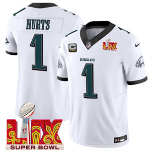 Men's Philadelphia Eagles Super Bowl LIX Patch Vapor Limited Jersey  - All Stitched Jalen Hurts