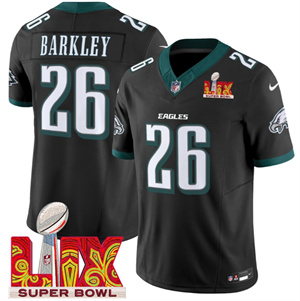 Men's Philadelphia Eagles Super Bowl LIX Patch Vapor Limited Jersey - All Stitched  Saquon Barkley