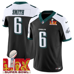 Men's Philadelphia Eagles Super Bowl LIX Patch Vapor Limited Jersey - All Stitched Black Alternate DeVonta Smith