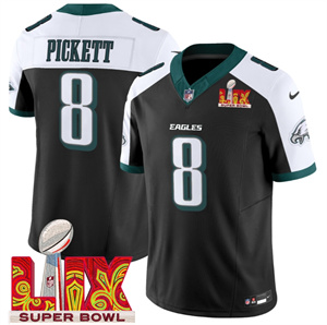 Men's Philadelphia Eagles Super Bowl LIX Patch Vapor Limited Jersey - All Stitched Black Alternate Kenny Pickett