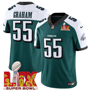 Men's Philadelphia Eagles Super Bowl LIX Patch Vapor Limited Jersey - All Stitched Green Alternate Brandon Graham