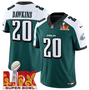 Men's Philadelphia Eagles Super Bowl LIX Patch Vapor Limited Jersey - All Stitched Green Alternate Brian Dawkins