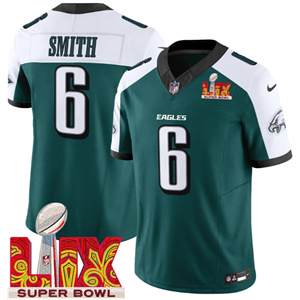 Men's Philadelphia Eagles Super Bowl LIX Patch Vapor Limited Jersey - All Stitched Green Alternate DeVonta Smith
