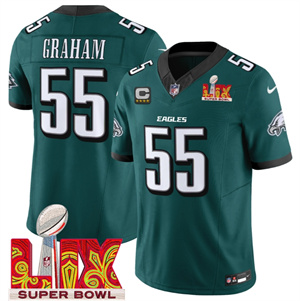 Men's Philadelphia Eagles Super Bowl LIX Patch Vapor Limited Jersey - All Stitched Green Alternate Green Brandon Graham