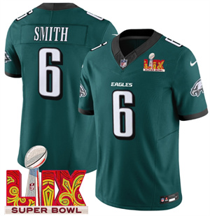 Men's Philadelphia Eagles Super Bowl LIX Patch Vapor Limited Jersey - All Stitched Green Alternate Green DeVonta Smith