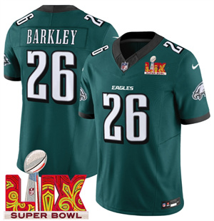 Men's Philadelphia Eagles Super Bowl LIX Patch Vapor Limited Jersey - All Stitched Green Saquon Barkley