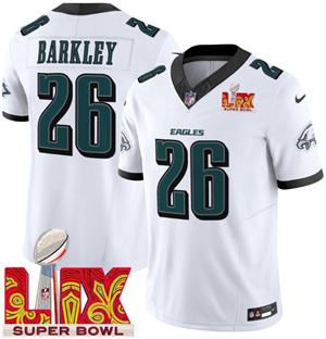 Men's Philadelphia Eagles Super Bowl LIX Patch Vapor Limited Jersey - All Stitched Saquon Barkley