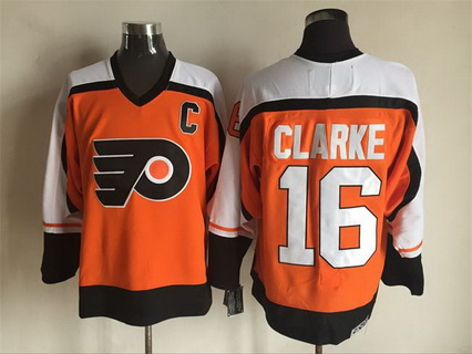 Men's Philadelphia Flyers #16 Bobby Clarke 1983 Orange CCM Vintage Throwback Jersey Stitched