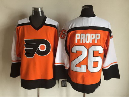 Men's Philadelphia Flyers #26 Brian Propp 1985 Orange CCM Vintage Throwback Jersey Stitched