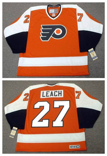 Men's Philadelphia Flyers #27 REGGIE LEACH 1974 CCM Vintage Throwback Away Hockey Jersey Stitched