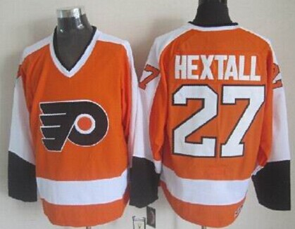 Men's Philadelphia Flyers #27 Ron Hextall Orange CCM Vintage Throwback Away NHL Hockey Jersey Stitched