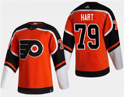 Men's Philadelphia Flyers #79 Carter Hart 2021 Orange Reverse Retro Stitched Jersey