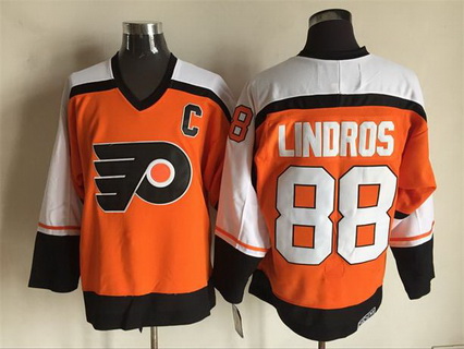 Men's Philadelphia Flyers #88 Eric Lindros 1997 Orange CCM Vintage Throwback Jersey Stitched