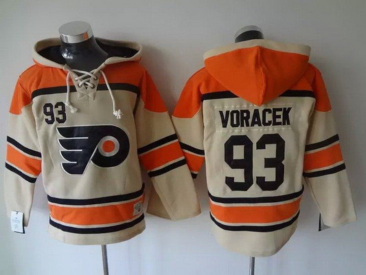 Men's Philadelphia Flyers #93 Jakub Voracek Old Time Hockey Cream Hoodie Stitched