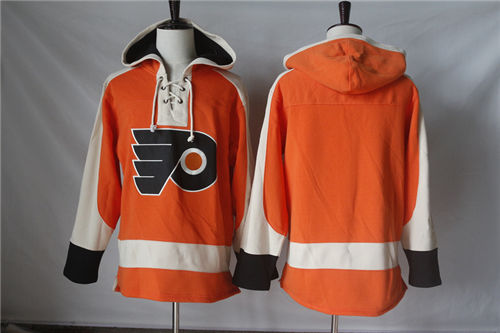 Men's Philadelphia Flyers Blank Home Orange Hockey Hoodie Stitched