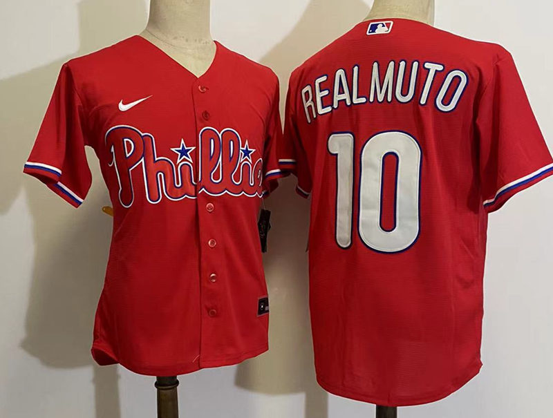 Men's Philadelphia Phillies #10 J.T. Realmuto Nike Red Alternate Coolbase Jersey