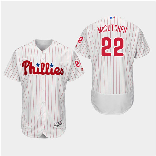 Men's Philadelphia Phillies #22 Andrew McCutchen White Scarlet FlexBase Jersey