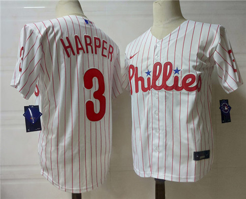 Men's Philadelphia Phillies #3 Bryce Harper Nike White Home Cool Base Jersey