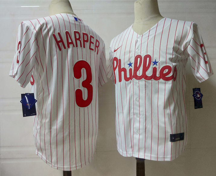 Men's Philadelphia Phillies #3 Bryce Harper Nike White Home Cool Base Jersey