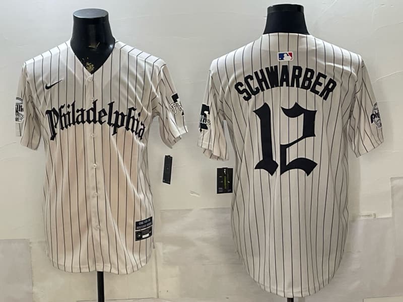 Men's Philadelphia Phillies 12# Kyle Schwarber Nike  Player Jersey (2)
