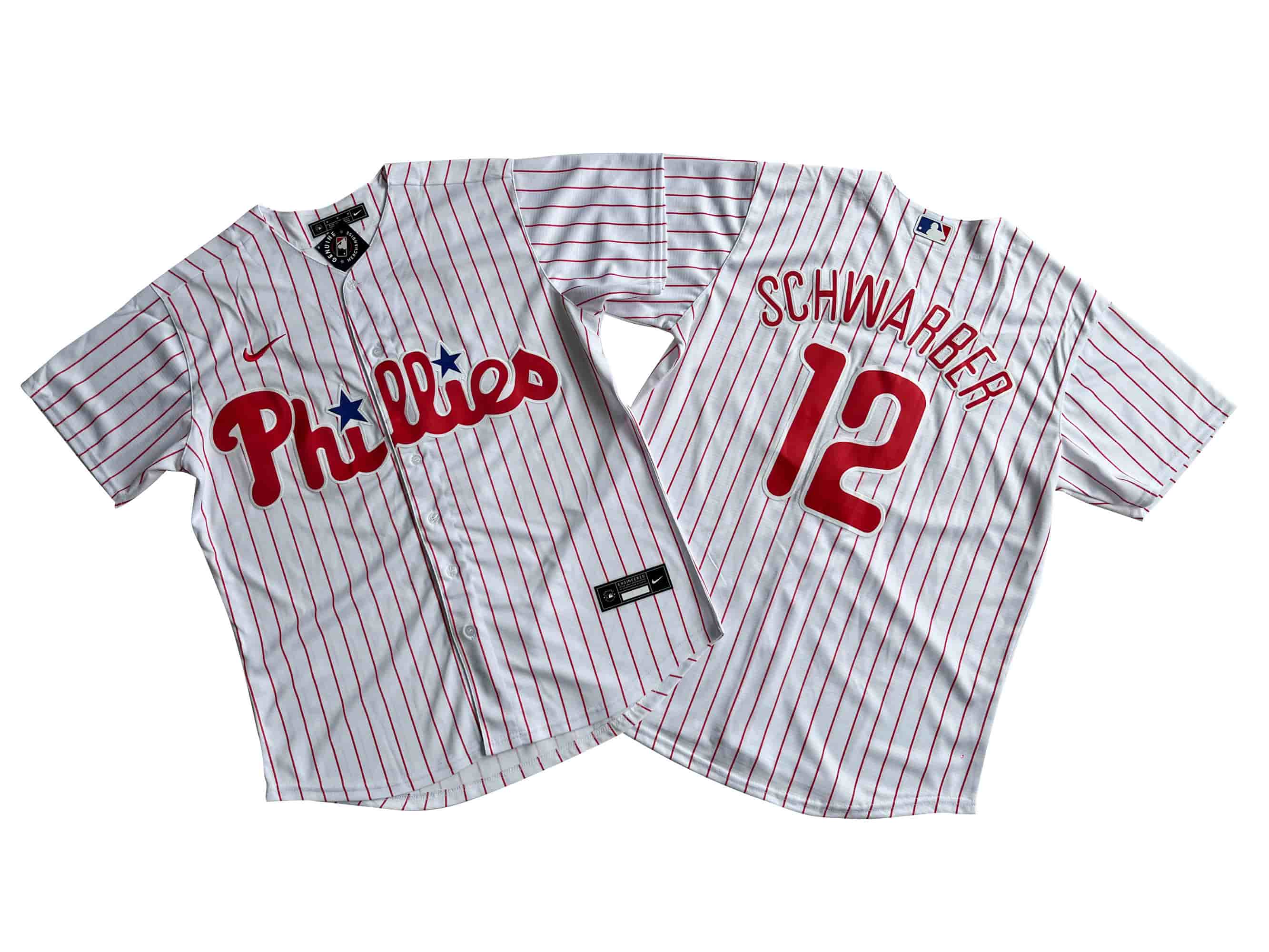 Men's Philadelphia Phillies 12# Kyle Schwarber Nike White Home Replica Player Name Jersey