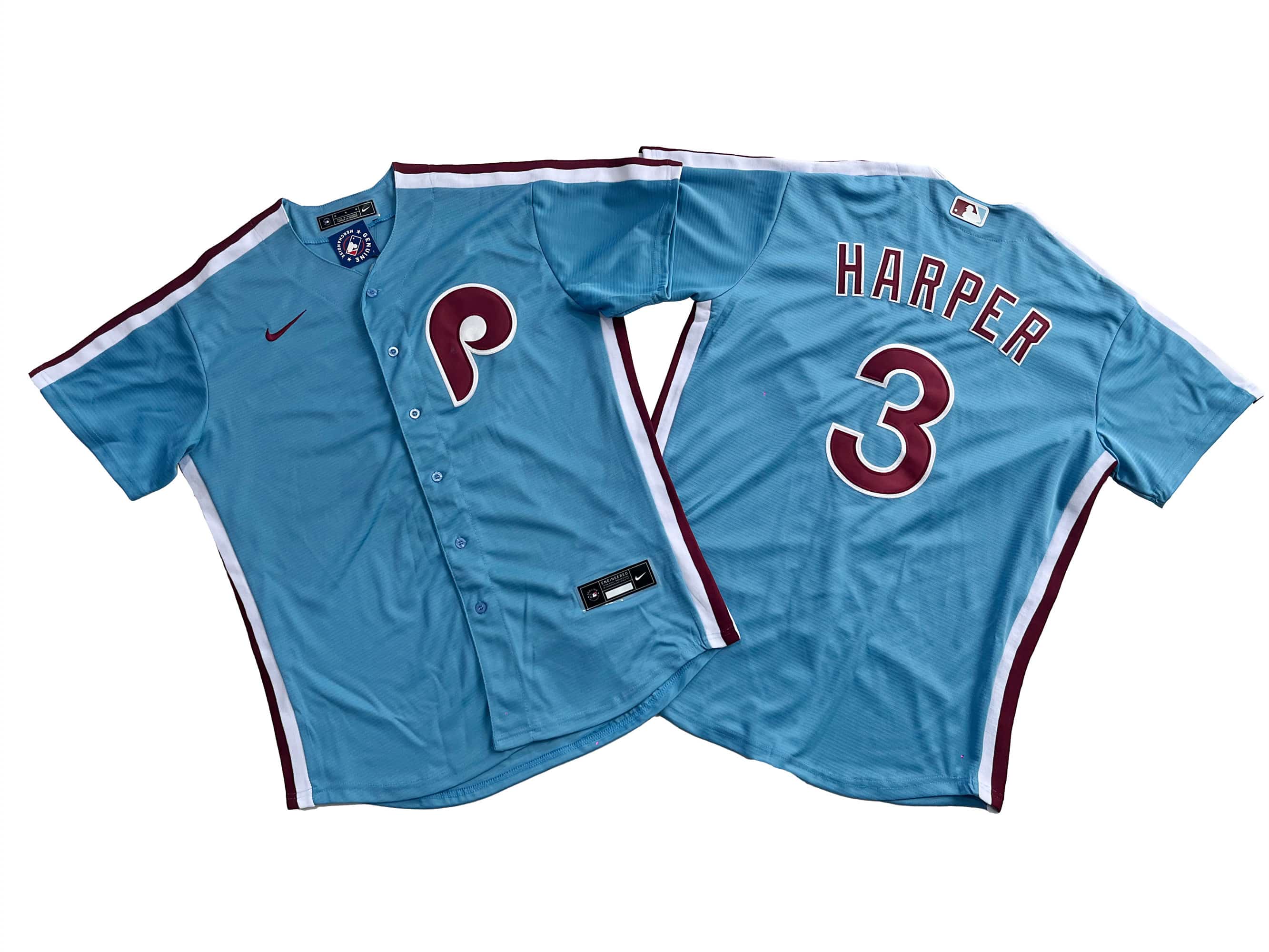 Men's Philadelphia Phillies 3# Bryce Harper Nike Light Blue Player Jersey