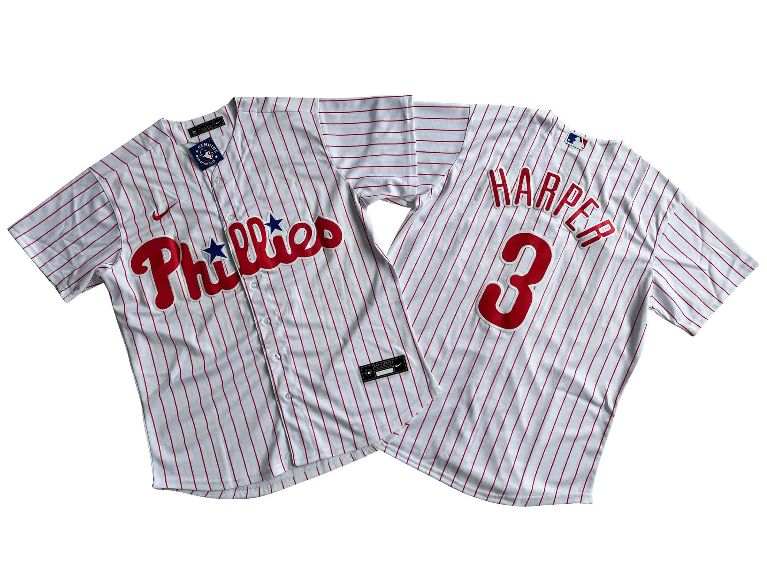 Men's Philadelphia Phillies 3# Bryce Harper Nike White Home Replica Player Name Jersey