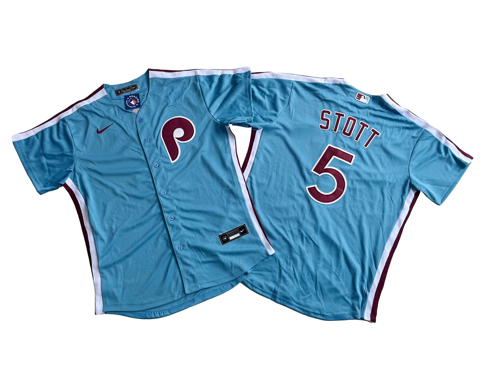 Men's Philadelphia Phillies 5# Bryson Stott Nike Light Blue Player Jersey
