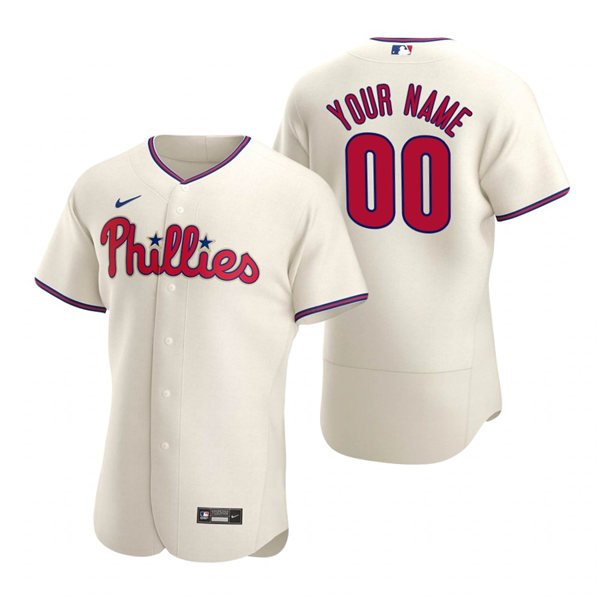 Men's Philadelphia Phillies Custom Nike Cream Flex base Baseball Jersey