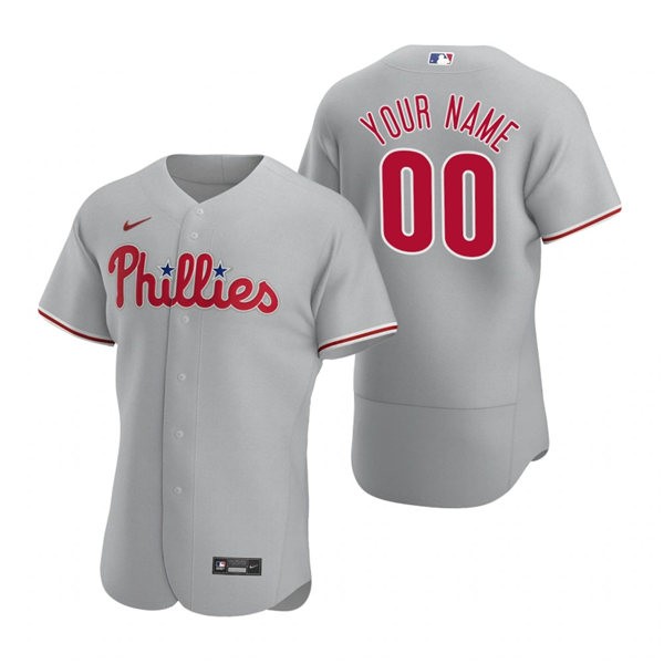 Men's Philadelphia Phillies Custom Nike Gray Road Flex base Baseball Jersey