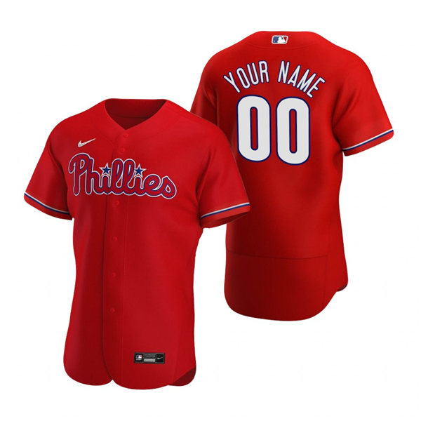 Men's Philadelphia Phillies Custom Nike Red Alternate Flex base Baseball Jersey