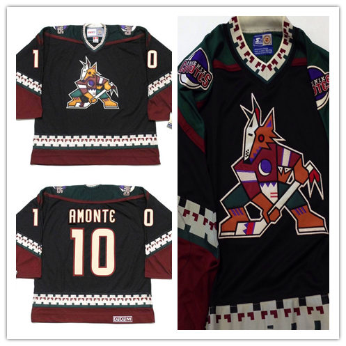 Men's Phoenix Coyotes #10 TONY AMONTE Black 2002 CCM Vintage Throwback NHL Hockey Stitched Jersey