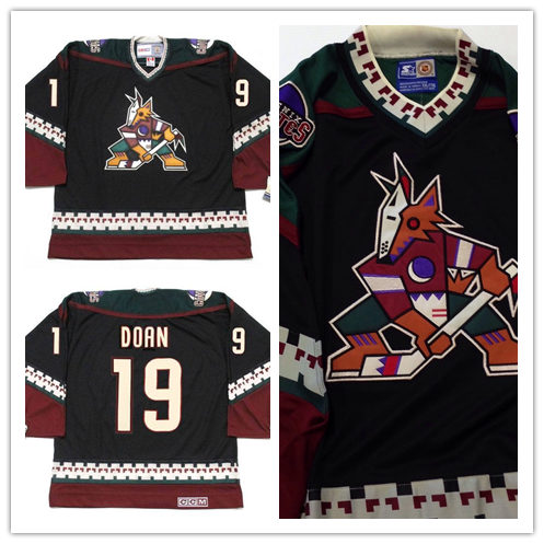 Men's Phoenix Coyotes #19 SHANE DOAN Black 1998 CCM Vintage Throwback NHL Hockey Stitched Jersey
