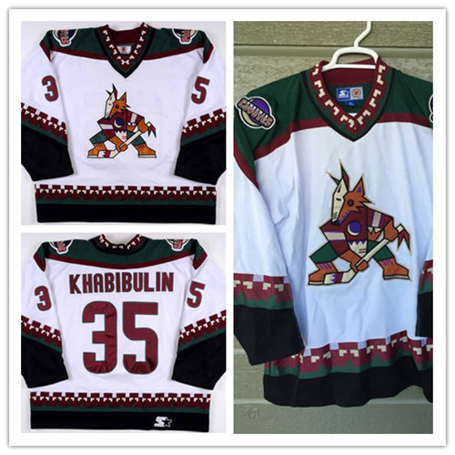 Men's Phoenix Coyotes #35 NIKOLAI KHABIBULIN White 1997 CCM Vintage Throwback NHL Hockey Stitched Jersey