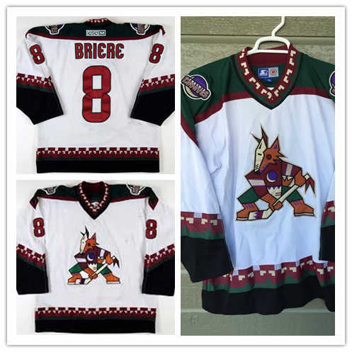 Men's Phoenix Coyotes #8 DANIEL BRIERE White 2001 CCM Vintage Throwback NHL Hockey Stitched Jersey