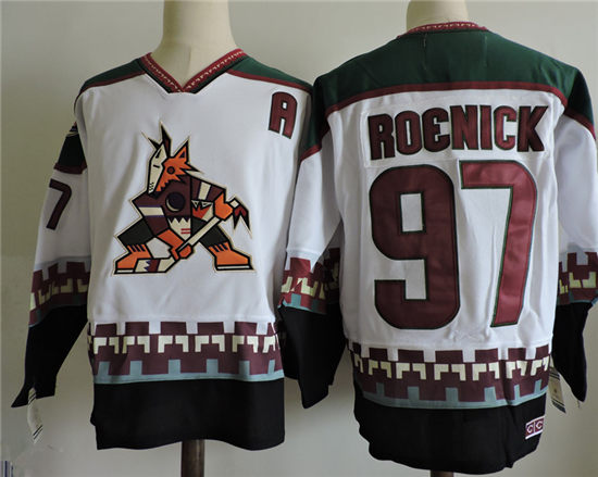 Men's Phoenix Coyotes #97 Jeremy Roenick White 1998 CCM Vintage Throwback NHL Hockey Jersey Size S-3XL Stitched