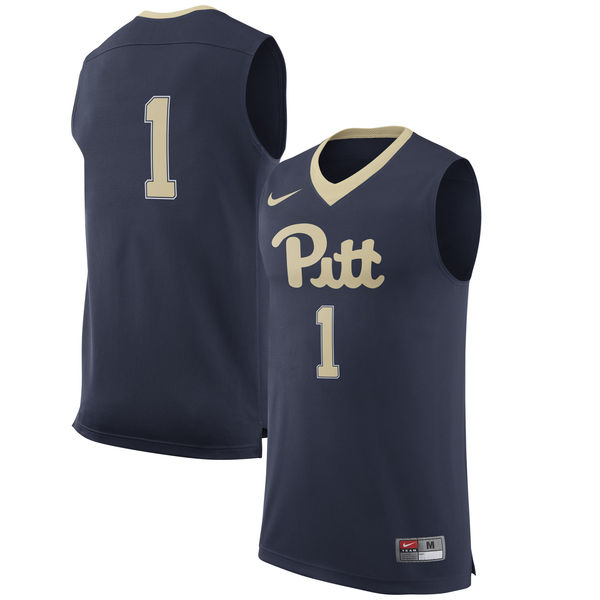 Men's Pittsburgh Panthers #1 Navy Basketball Jersey