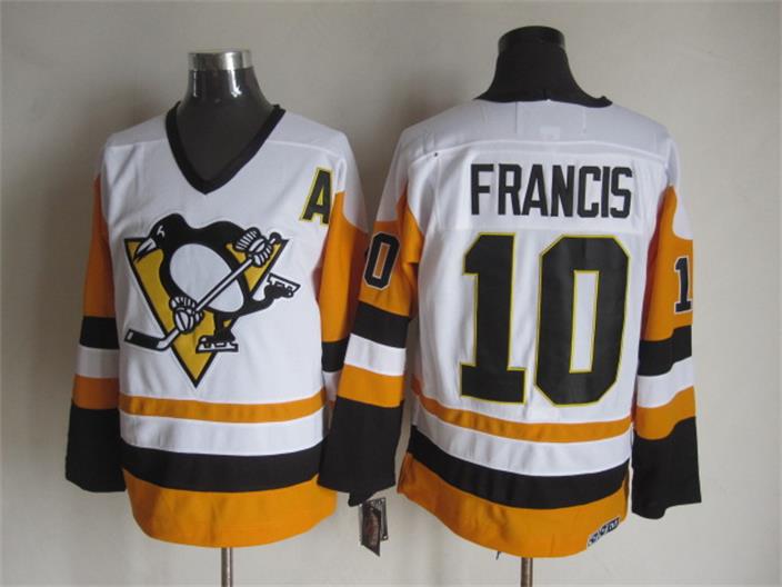 Men's Pittsburgh Penguins #10 Ron Francis 1988-89 White CCM Vintage Throwback Jersey Stitched