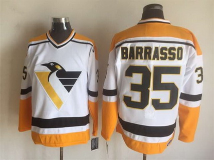 Men's Pittsburgh Penguins #35 Tom Barrasso 1992-93 White CCM Vintage Throwback Jersey Stitched