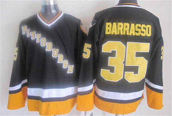Men's Pittsburgh Penguins #35 Tom Barrasso 1997-98 Zida-tenu Black CCM Jersey Stitched