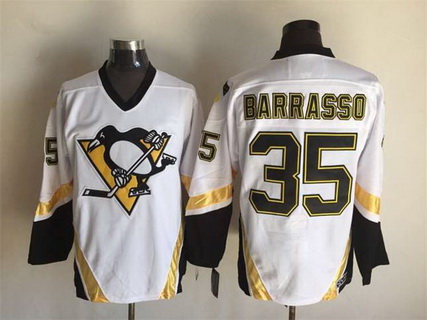 Men's Pittsburgh Penguins #35 Tom Barrasso 2002-03 White CCM Vintage Throwback Jersey Stitched