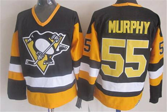 Men's Pittsburgh Penguins #55 Larry Murphy Black Throwback 1980  City of Champions  CCM Jersey Stitched