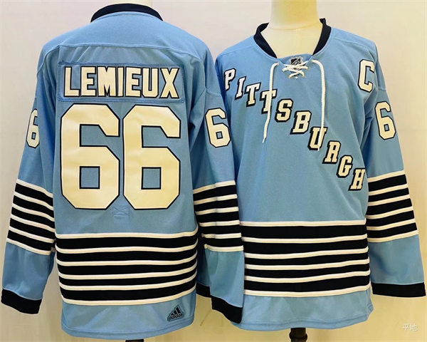 Men's Pittsburgh Penguins #66 Mario Lemieux 2022 Light Blue Team Classics Jersey Stitched