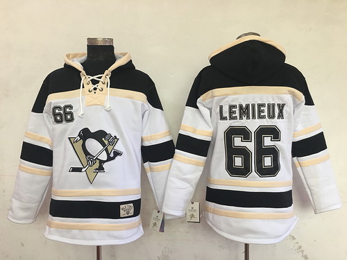 Men's Pittsburgh Penguins #66 Mario Lemieux White Old Time Hockey Hoodie Stitched